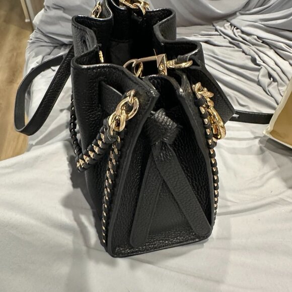 NWOT Michael Kors Mina Small Chain Crossbody Bag in Black and Gold - Picture 5 of 7